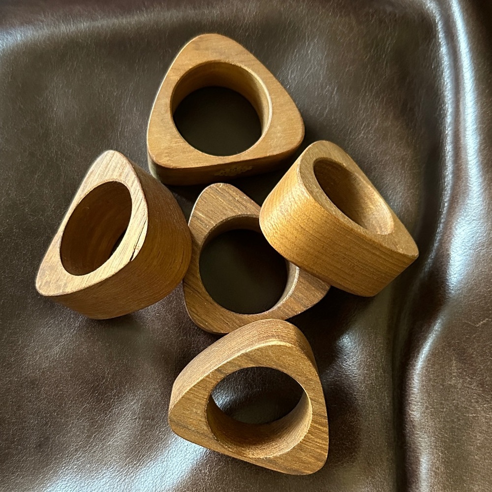 Vintage Wood Napkin Rings from Japan